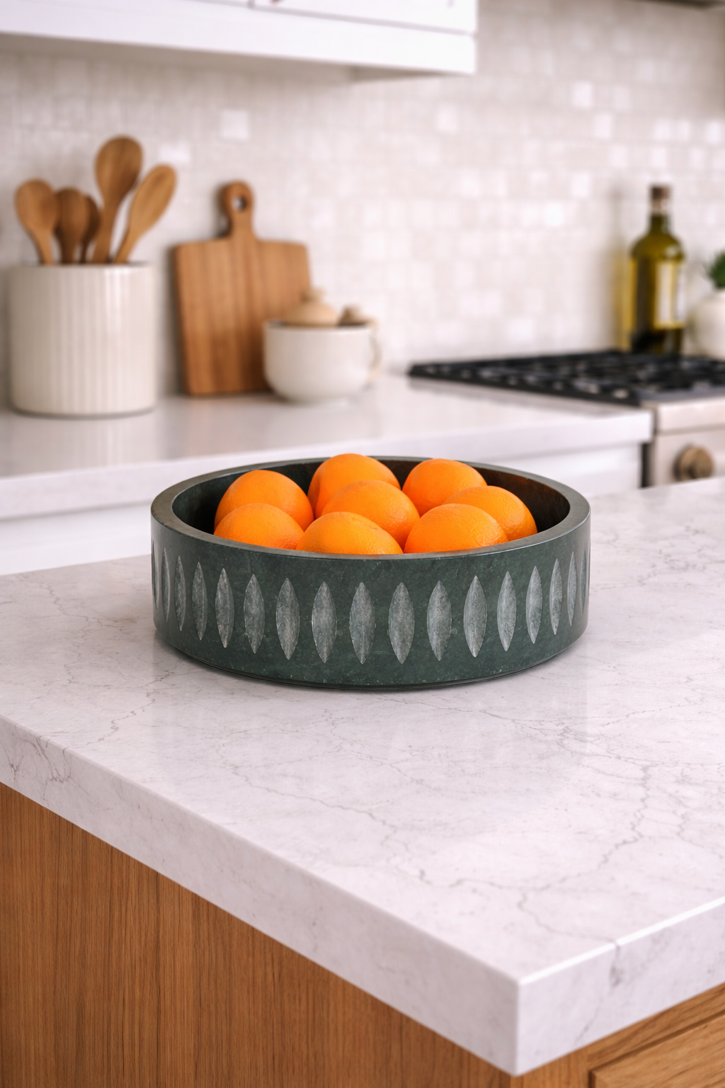 ROSALIE GREEN MARBLE BOWL 12''