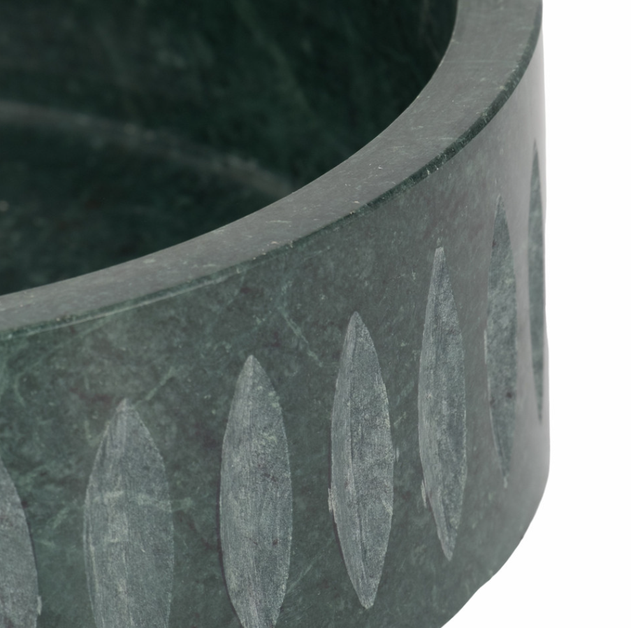 ROSALIE GREEN MARBLE BOWL 12''