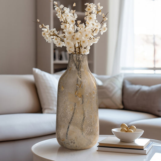 18" FOLEY LARGE NATURAL GLASS VASE