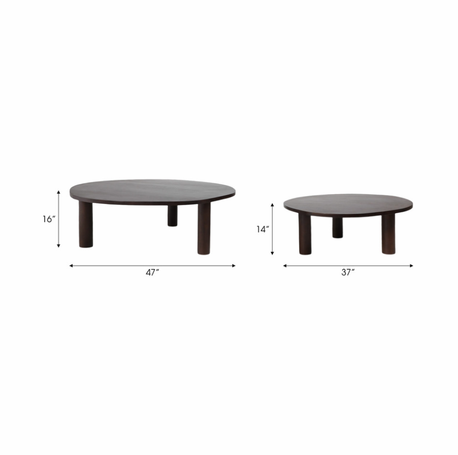 CALVIN NESTING COFFEE TABLES SET OF 2 – BLACK WOOD 37"/47"