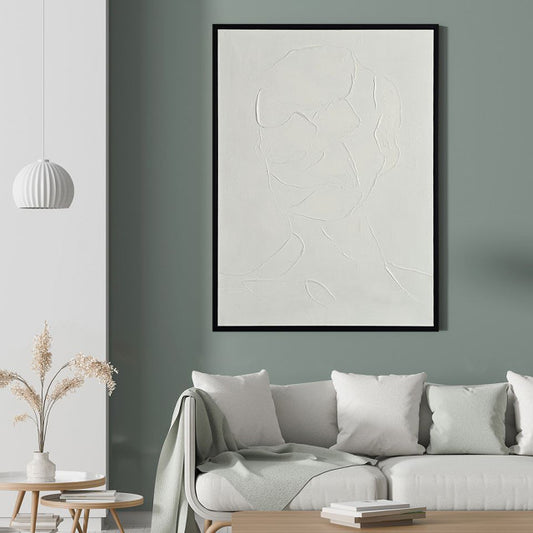36'' X 48" ABSTRACT FACE ON CANVAS WHITE