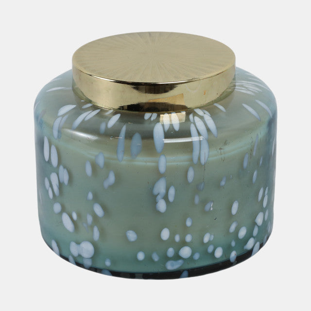 71 oz JASMINE SPECKLE LIDDED CANDLE BLUE & GOLD