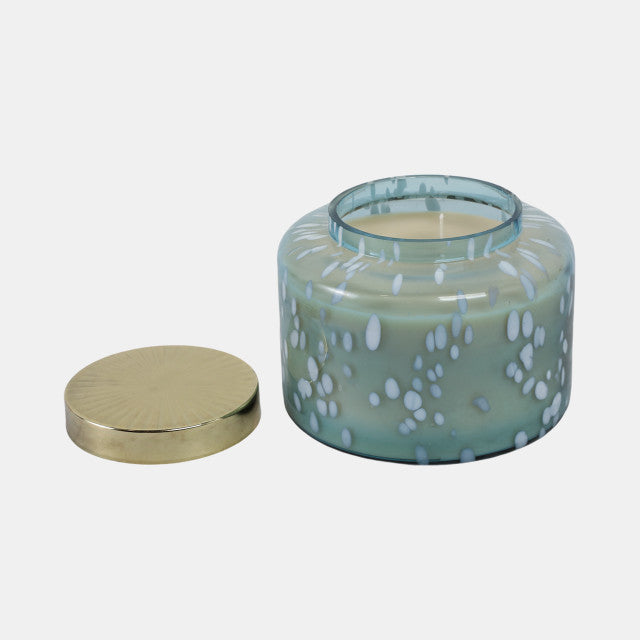71 oz JASMINE SPECKLE LIDDED CANDLE BLUE & GOLD