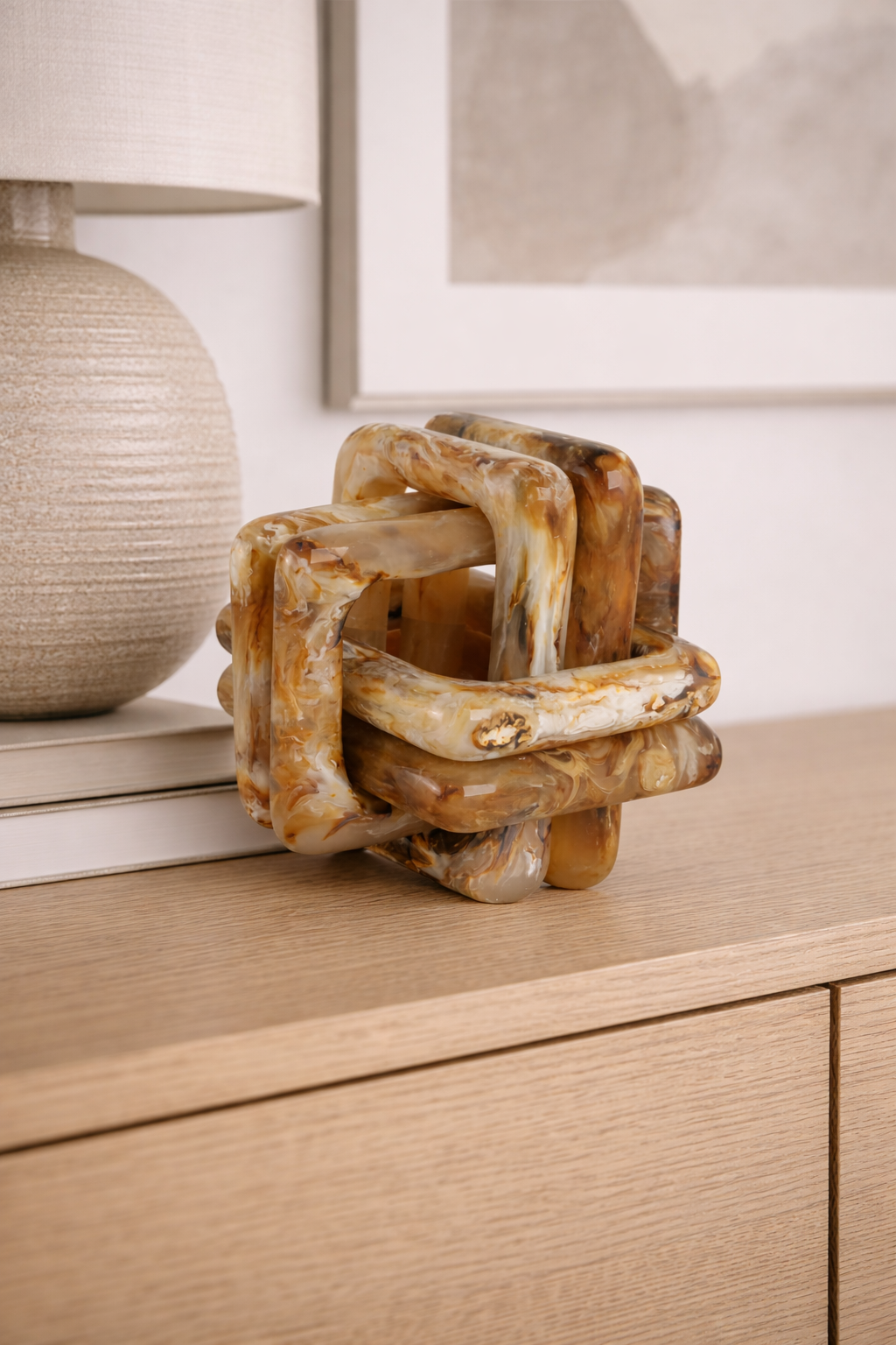 RESIN KNOT MARBLED TAN 6''