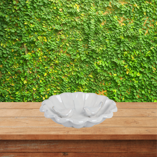 10'' X 2" BIRDBATH WITH 2 PERCHED BIRDS