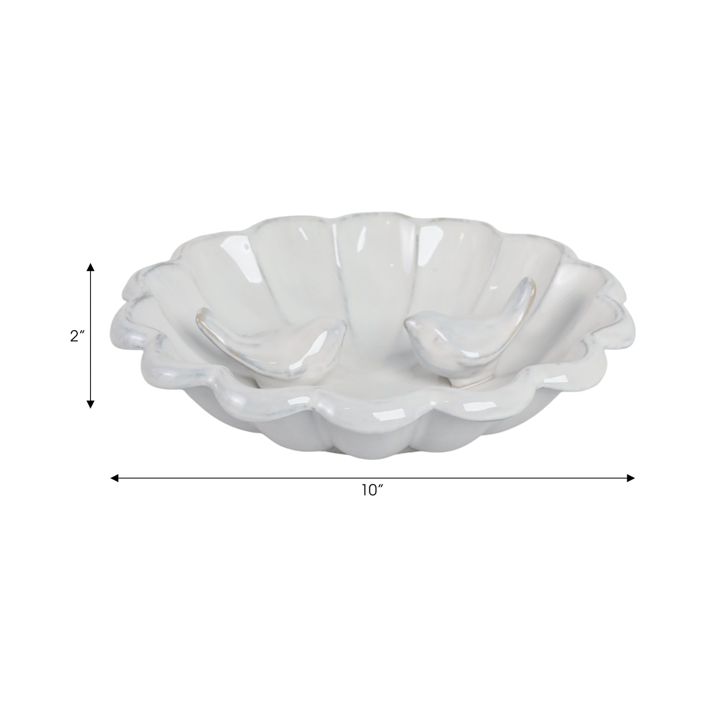10'' X 2" BIRDBATH WITH 2 PERCHED BIRDS