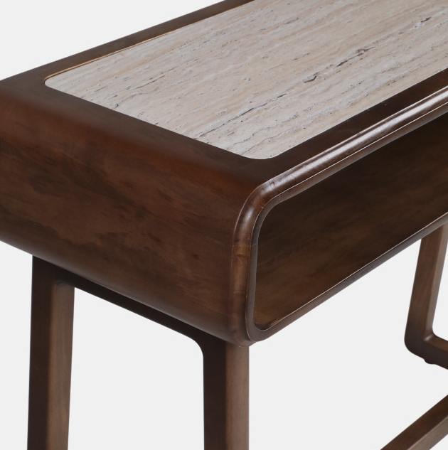 CONSOLE TABLE TRAVERTINE INLAY BROWN 42X30"