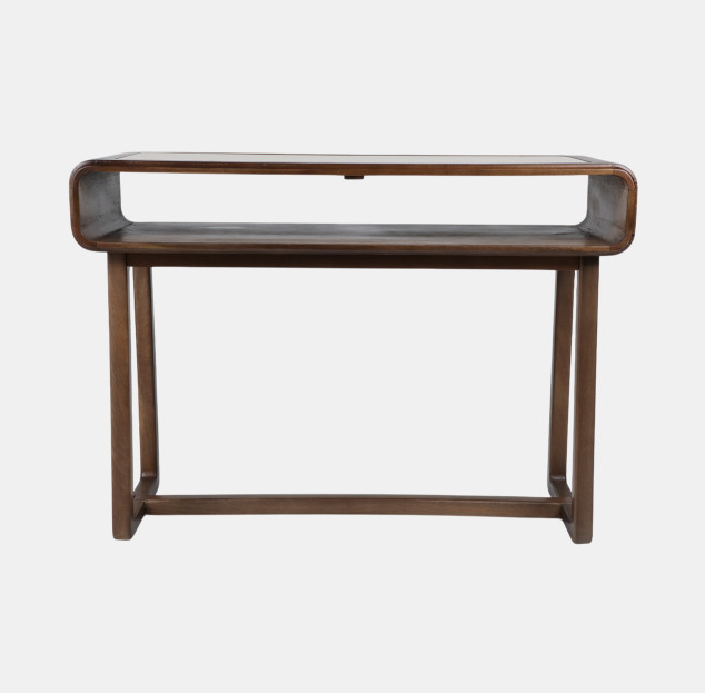 CONSOLE TABLE TRAVERTINE INLAY BROWN 42X30"
