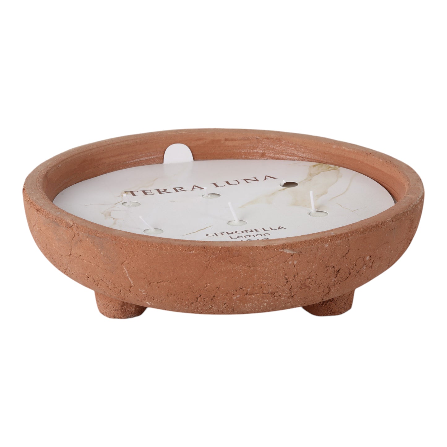 12'' X 12" 46 OZ LEMON CITRONELLA RUSTIC CANDLE TERRACOTTA