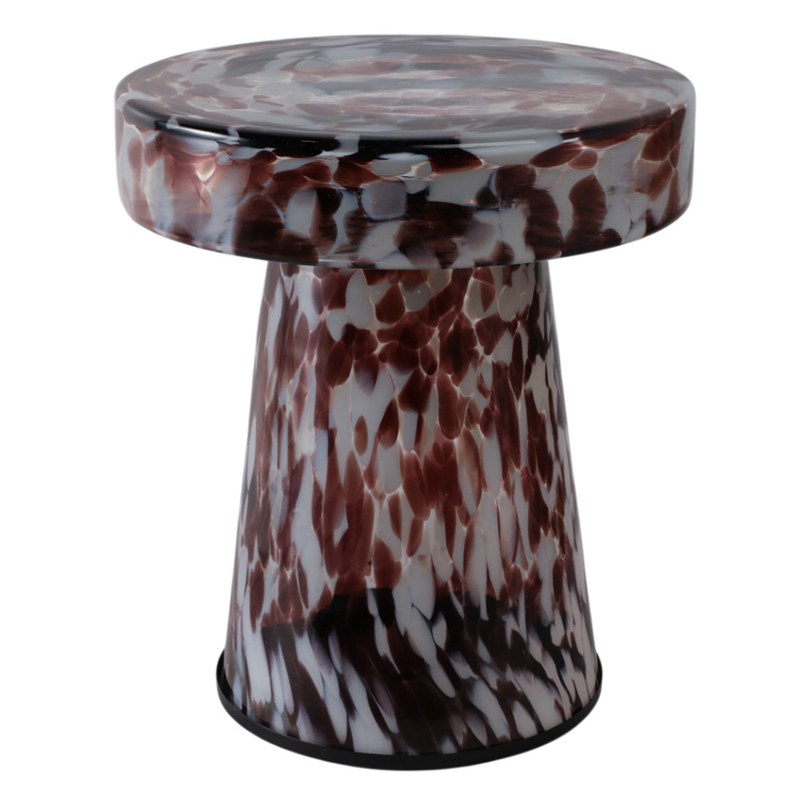 GLASS TABLE PLATAR DAPPLE ART , BROWN 19"