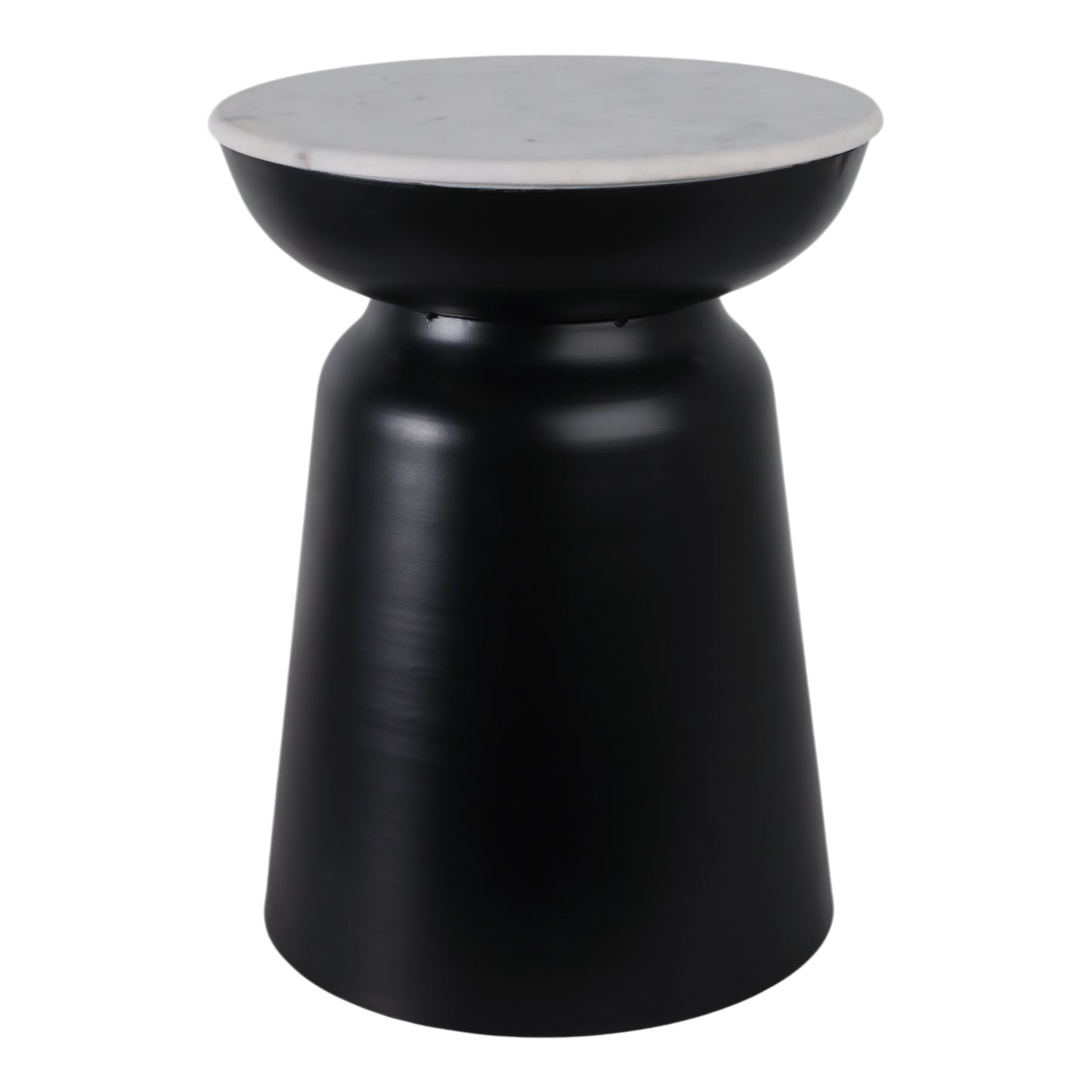 METAL ACCENT TABLE MARBLE TOP, BLACK/WHITE 20X15"