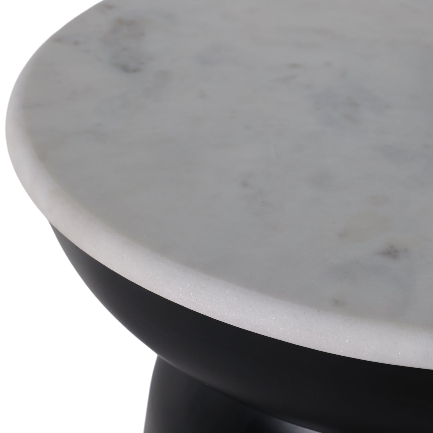 METAL ACCENT TABLE MARBLE TOP, BLACK/WHITE 20X15"