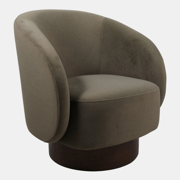 ACCENT CHAIR MODERN GREEN AND BROWN SWIVEL 32'' x 31''