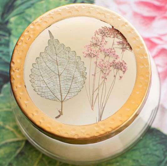 PRESSED FLOWER CANDLE-APRICOT ROSE MEDIUM