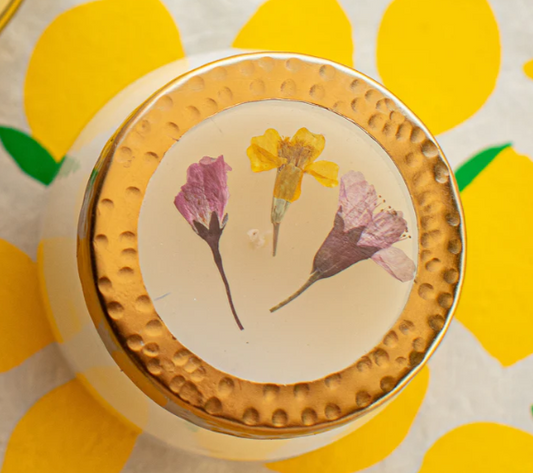PRESSED FLOWER CANDLE-LEMON BLOSSOM & LYCHEE SMALL