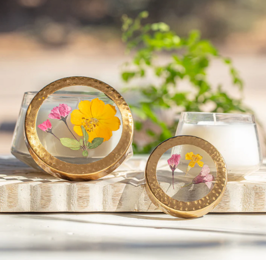 PRESSED FLORAL CANDLE-LEMON BLOSSOM & LYCHEE MEDIUM