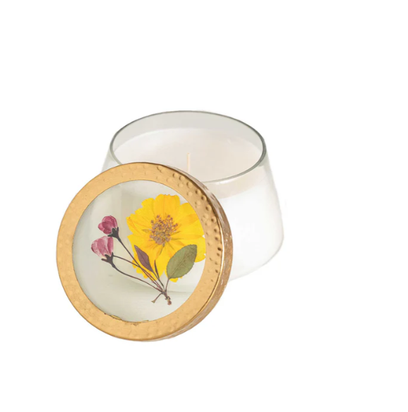PRESSED FLORAL CANDLE-LEMON BLOSSOM & LYCHEE MEDIUM