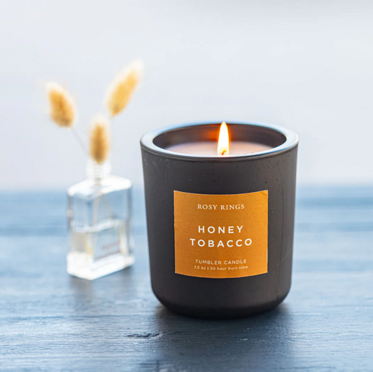 HONEY TOBACCO BOXED GLASS TUMBLER CANDLE