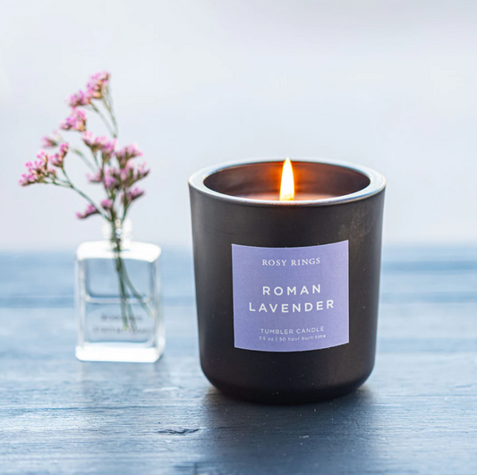 ROMAN LAVENDER BOXED GLASS TUMBLER CANDLE