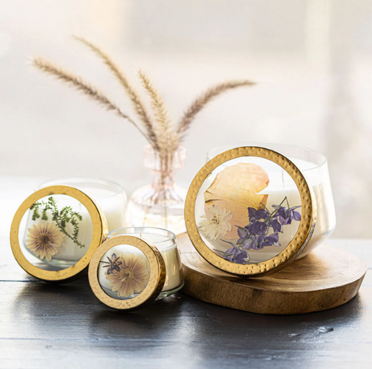 PRESSED FLORAL CANDLE-VAINILLA RAIN-MEDIUM