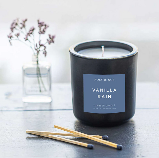 VANILLA RAIN BOXED GLASS TUMBLER CANDLE