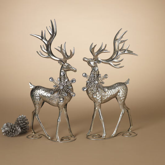20" H METAL SILVER DEER FIGURIN