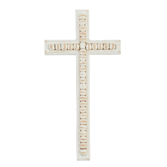 LARGE BEADED WOOD CROSS
