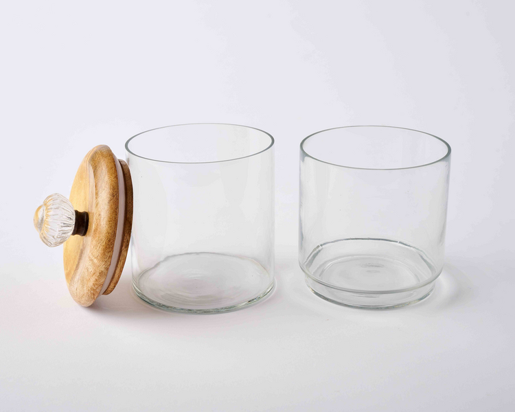 GLASS KNOB DOUBLE STORAGE JAR