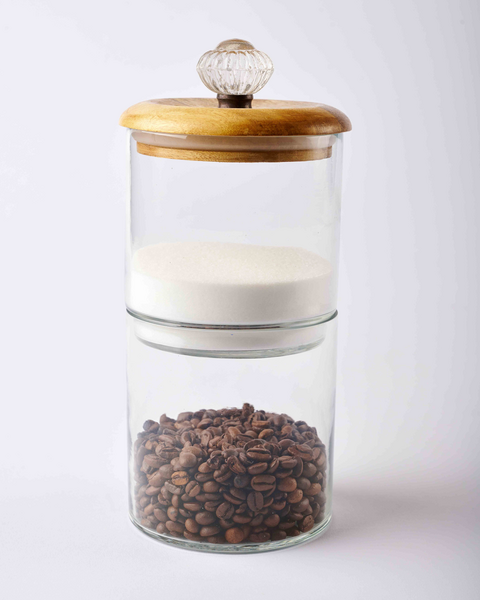 GLASS KNOB DOUBLE STORAGE JAR