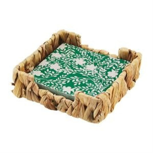 GREEN INDIGO NAPKIN BASKET