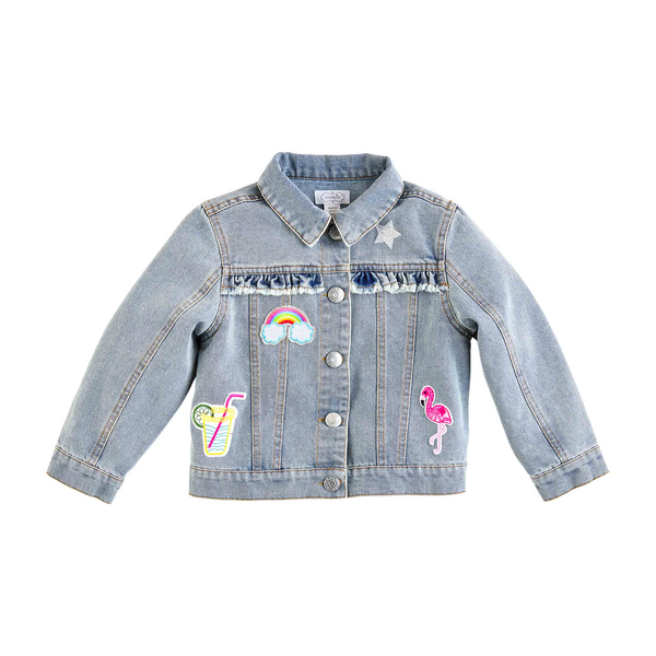 DENIM RUFFLE JACKET W PACHES