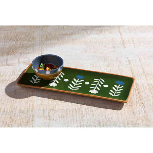 PAINTED DOT DIP AND TRAY SET