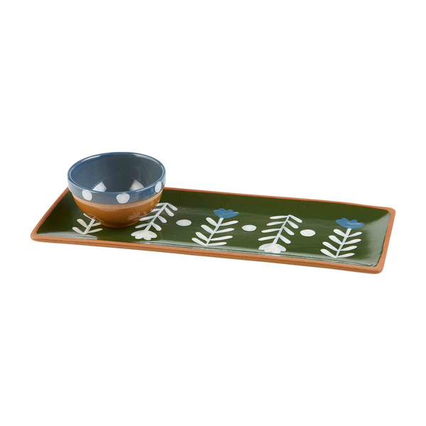 PAINTED DOT DIP AND TRAY SET