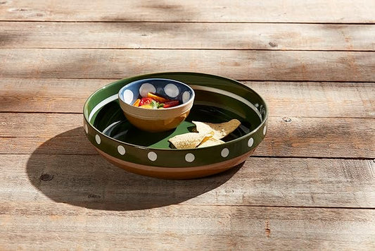 DOTTED CHIPS N DIP PLATE SET