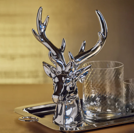 ROCKY MONTAIN CERAMIC STAG HEAD -SILVER/LARGE