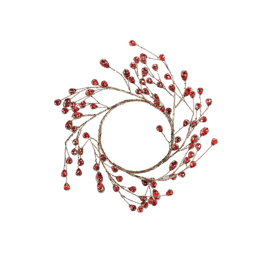 BEADED GLASS BERRY WREATH-RED+GOLD SMALL
