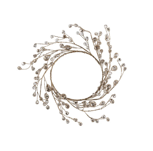 BEADED GLASS BERRY WREATH-CLEAR+GOLD LARGE