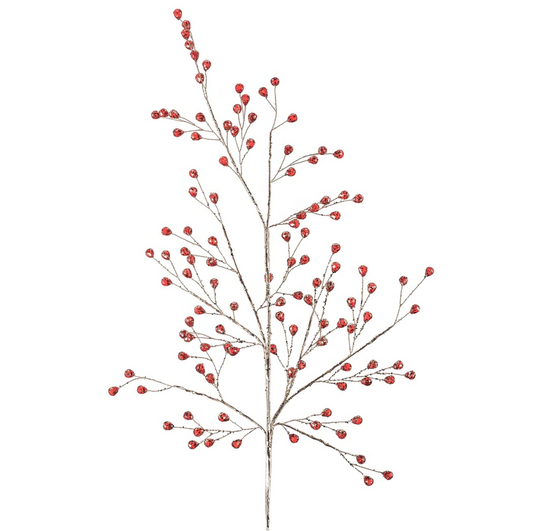 BEADED GLASS BERRY WREATH-RED+GOLD