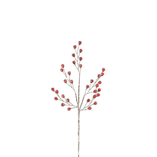 BEADED GLASS BERRY PICK-RED+GOLD