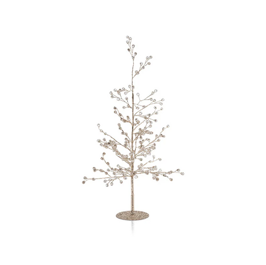 BEADED GLASS BERRY TREE-CLEAR+GOLD SMALL