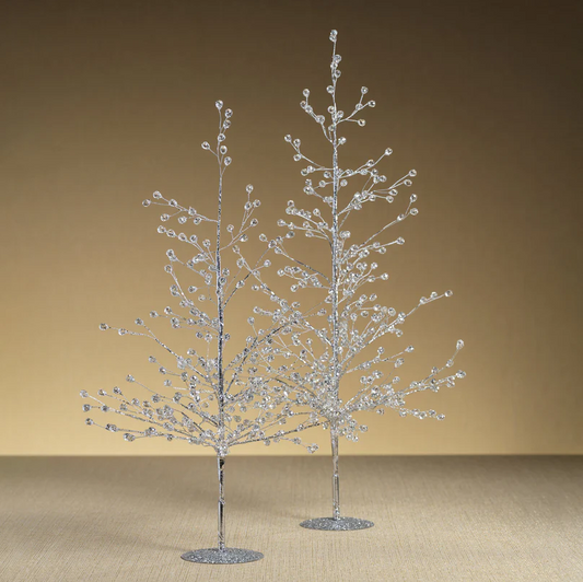BEADED GLASS BERRY TREE-CLEAR +SILVER SMALL