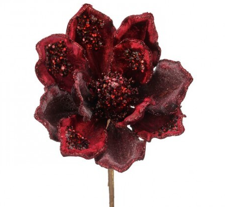 WINE JEWELED MAGNOLIA STEM