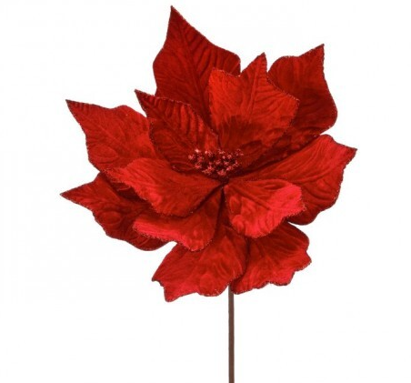 24" RICHVELVET POINSETTIA STEM