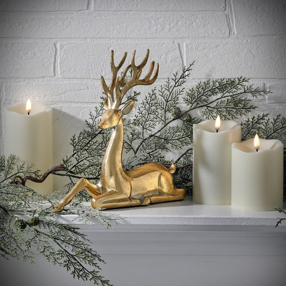9.5'' GOLD  RESIN SITTING ELEGANT DEER