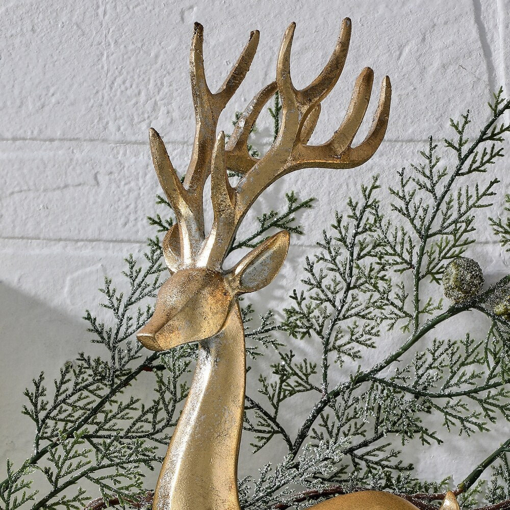 9.5'' GOLD  RESIN SITTING ELEGANT DEER