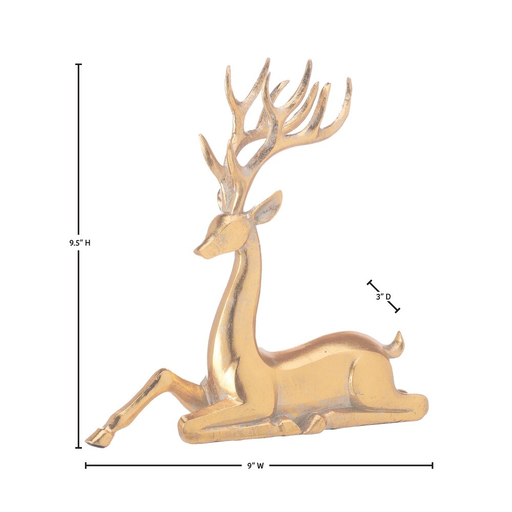 9.5'' GOLD  RESIN SITTING ELEGANT DEER