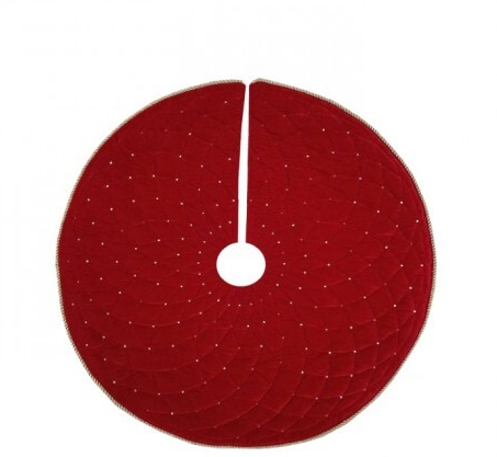 RED 24" VELVET  QUILTED TREE SKIRT