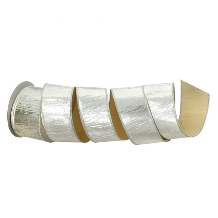 2.5"X10Y METALLIC DUPION RIBBON PLATINUM