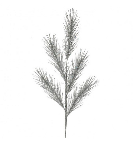 30'' GLITTER PINE SPRAY SILVER