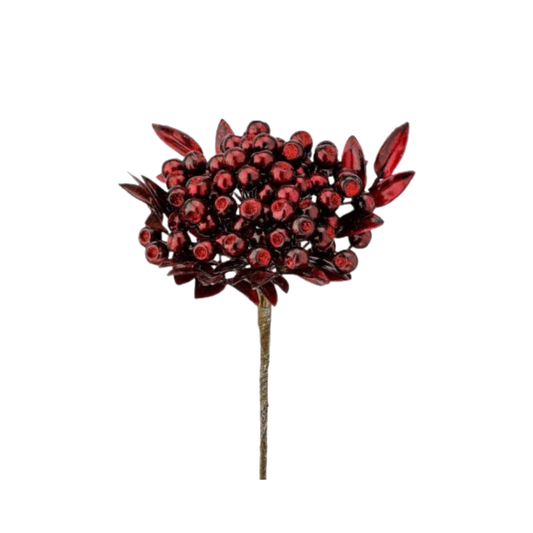 12"METALLIC GLITTER BERRY CLUSTER STEM
